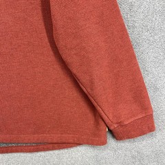 L.L.Bean Henley Pullover Mens 3XL Red Sherpa Fleece Lined Waffle Knit Thermal