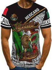 PLAYERA MEXICO CAMISETA DE CUELLO REDONDO ESTAMPADO 3D DE ALTA CALIDAD