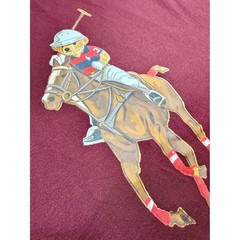 Ralph Lauren Polo Bear Horseback Vintage Single Stitch Burgandy T Shirt Mens XL