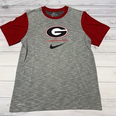 Nike T-Shirt Mens Medium Grey Red Georgia Bulldogs NCAA Dri-FIT 637586-09D