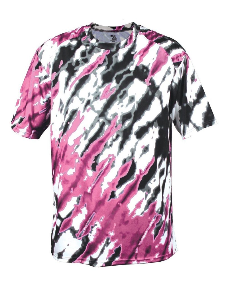 Badger Sport Adult Unisex TieDye Performance 2182 Size M Pink Black TShirt New