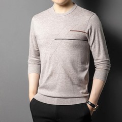 Anti-Pilling High-End Knit Men Pullover Sweater Jumper New Lightweight Round Nec