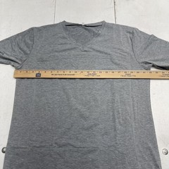 Solid Stretch Shirt Mens Large Gray V-Neck Tee Soft Jersey Basic Tagless Casual