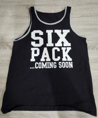 Six Pack Coming Soon Men’s Medium Black Tank Top T Shirt Gag funny gift