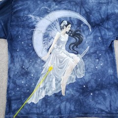 Vintage The Mountain T-shirt Mens Large Fairy Moon Tie Dye Blue Short Sleeve Y2K