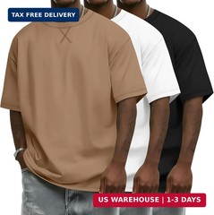 Neer 3 Pack Men’s Oversized T Shirts Lightweight Crew Neck Tees Short Sleeve Loo