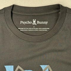 Psycho Bunny Zealand Graphic Applique Logo Tee black/blue 3/XS $60