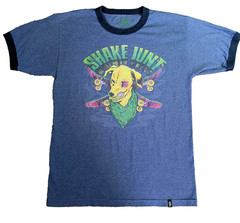 Vintage SHAKE JUNT Ringer T Shirt Heather Blue Large Baker Deathwish Skateboards