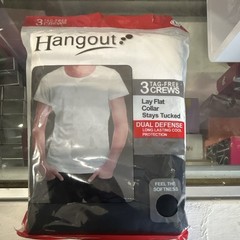 Hangout Tag-Free Crews Men’s T-Shirts 3 Pack, White, Cotton Blend, Size L