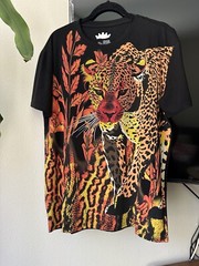 Heads or Tails Men’s Rainstones Beaded / Black / Tiger T-shirt Size XL