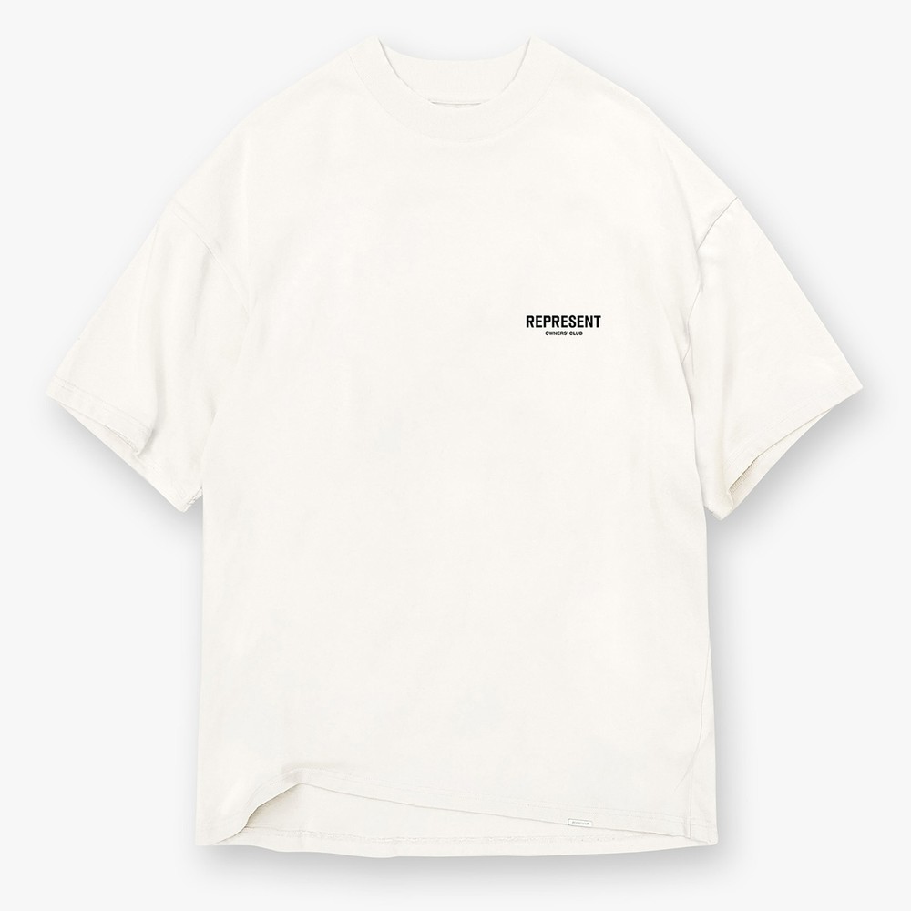 REPRESENT Owners Club Oversized Fit T-Shirt Mens XS Flat White Crewneck Pullover