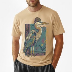 Hipster Heron Bird T-Shirt Beanie Hat Geometric Abstract Art Nature Gift