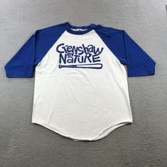 Vtg Crenshaw By Nature T Shirt Men’s L White Blue USA Raglan 3/4 Sleeve
