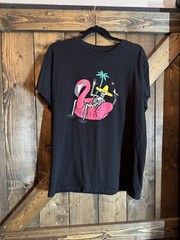 Brisco Brands Funny Skeleton on Pink Flamingo Floatie T-Shirt Adult size Large