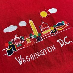 Vintage Washington DC T Shirt Embroidered Delta Magnum Weight L Red 90s y2k