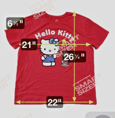 Sanrio Hello Kitty Red Crew Neck Short Sleeve LARGE LOT/3 VARIOUS DESIGNS
