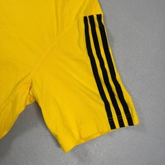Adidas T-Shirt Mens Large Yellow 3-Stripe Performance Athletic Gym Sportswear