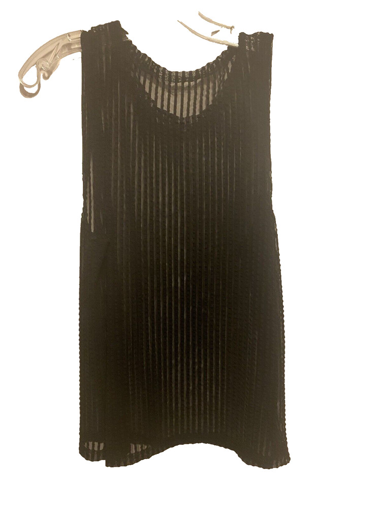 Jogal Mens Black Sheer Striped Sleeveless Muscle Tank Top Size Small NWOT