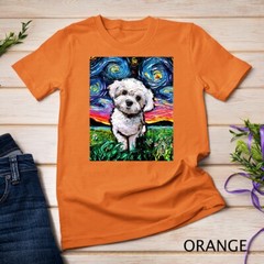 Maltipoo Starry Night White Maltese Poodle Dog Art by Aja T-Shirt Unisex T-shirt