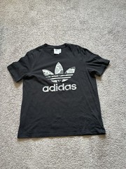 adidas Originals Mens Black Camo Trefoil Graphic Logo Tee Crew Neck Size M