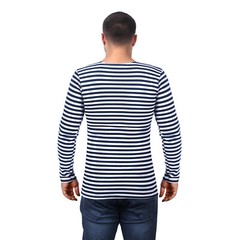Men’s Striped Long Sleeved T-Shirt 100% Cotton Dark Blue Original Telnyashka
