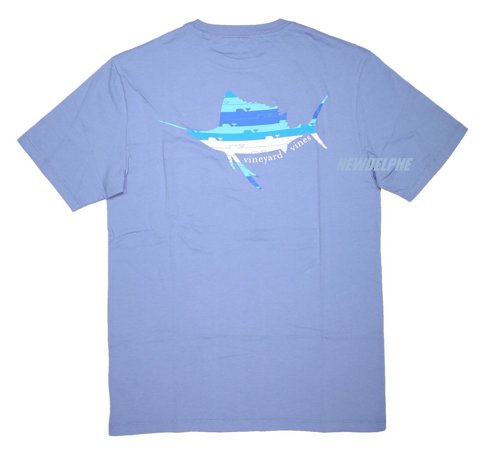NWT Vineyard Vines Men SS Whale Pocket Crew Tee T-Shirt “SAILFISH WHALE LINE”
