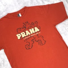 Czech Republic PRAHA Prague Lion Coat of Arms (XL) Rust Orange T-Shirt