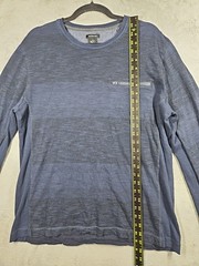 Calvin Klein Zipper Pocket Long Slv Shirt Dark Blue Black Marled Striped Sz L