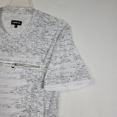 Carbon Mens T Shirt Size L Distressed White Gray Knit Rayon Crew Neck 70’s