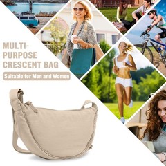 Nylon Crescent Crossbody Bag for Purses Trendy Men,Small Travel Sling Bag Hob…