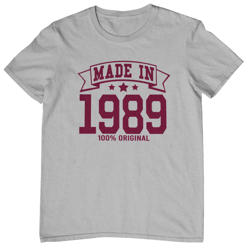 MADE IN 1989 T-SHIRT – 1980s 80s birthday gift dad mom year of birth date card t