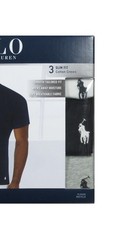 Polo Ralph Lauren Men’s White-Black-Grey Slim Fit Crew-Neck 3 Pack T-Shirts (L)