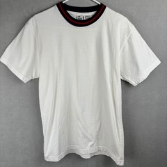 American Apparel Hammer Series Mens M White Ringer T-Shirt Navy Red USA Made