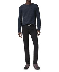 John Varvatos Collection Men’s Vera Distressed Jacquard Textured Crew Tee Navy