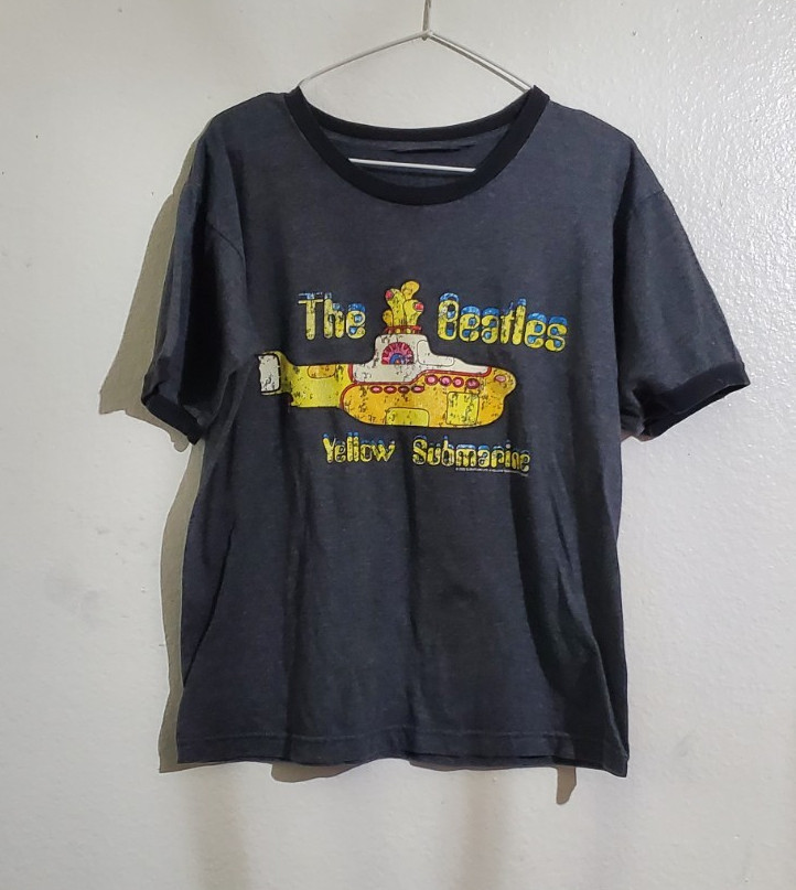The Beatles Yellow Submarine Graphic T-Shirt Gray Unisex S Cotton Blend