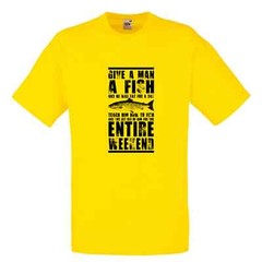 Fishing Give A Man A Fish Humour Novelty T Shirt Various Colours And Sizes