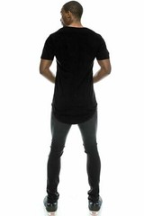 Mens BASIC HIPSTER T Shirts Casual Extended Longline Back Hip Hop Hemline Tee