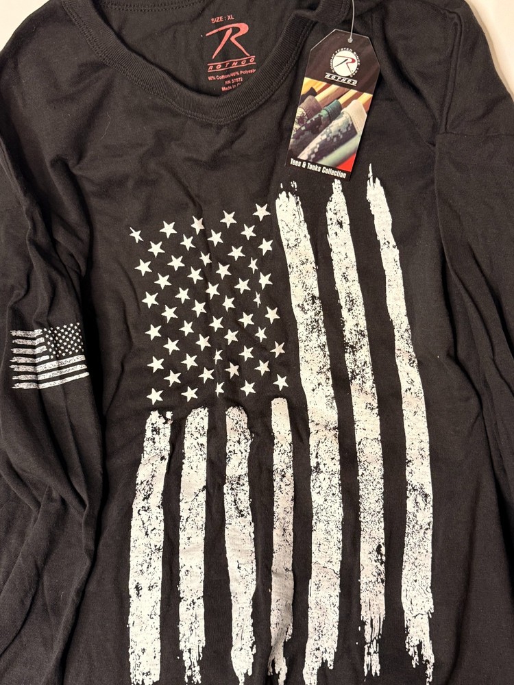 Rothco US Flag Long Sleeve T-Shirt – Black – Size Men’s XL