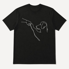 Man’s Best Friend Fist Bump Graphic Tee – Minimalist Dog Lover Line Art T-Shirt