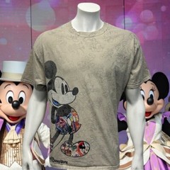 Disney Parks Tan Multi Color Mickey Mouse Graphic Adult T-Shirt Tee Size XL