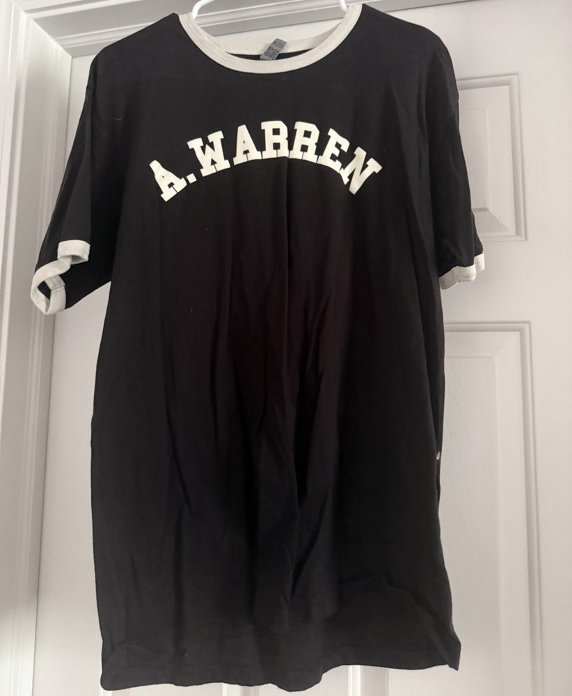 Alex Warren Apparel Black/White Ringer Graphic Print Cotton Crew Neck Tee L