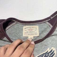 American Eagle Men’s Super Soft Raglan Logo Graphic Tee Grey Size Large