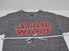 Star Wars Fighter Chasing X Wing Gray And Red Distressed T Shirt Size LG