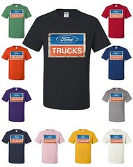 Ford Trucks Old Sign Licensed T-Shirt American Classic Built Tough Tee Shirt