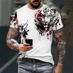 Camiseta Elegante Con Estampado De Letras Para Hombre Camisa Moda Vintagecasual