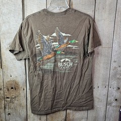 JEDCO Busch Light Ducks Hunting Graphic T-Shirt Brown Adult Medium Beer Tee