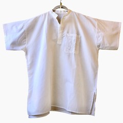 Pullover Casual Shirt Banded Collar V-Neck Egypt Symbols on Pocket Mens 54″ 3X