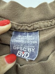 Vintage BVD Shirt Mens Medium Brown Military Undershirt Tee Single Stitch