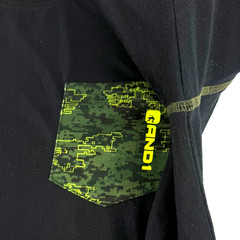 Vintage Y2K AND1 Athletic T Shirt Black 100% Polyester Green Camouflage Pocket L