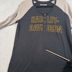 Harley-Davidson Long Sleeve Henley Shirt Black Gray Raglan Graphic Women’s Sz L